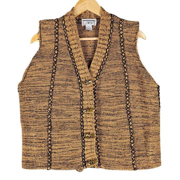KNITWARE ELLEMENTS MEN'S BROWN & BLACK KNIT VEST SIZE L - Picture 1 of 8